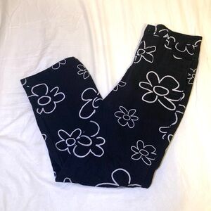Black and white floral print jeans